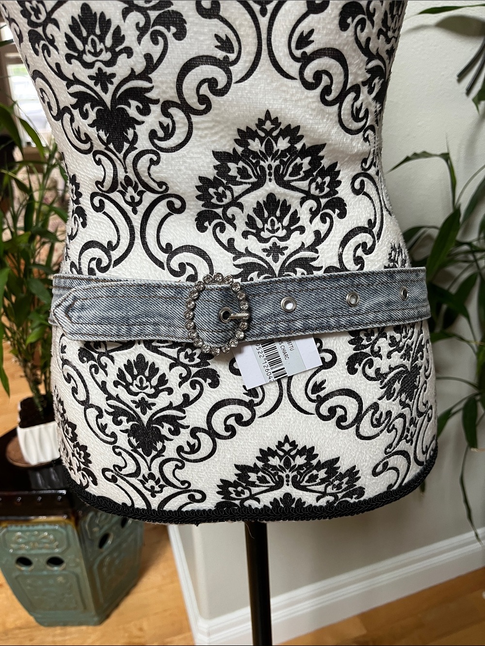 Denim bling adjustable belt